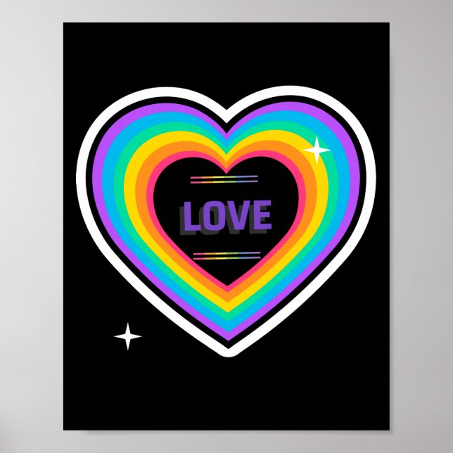 LIEBE. LGBT+Stolz. Liebe des Regenbogenherzes. Poster (Vorne)