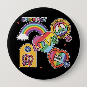 Liebe. LGBT+Stolz. Tag des Stolzes. Rainbow-Liebe. Button