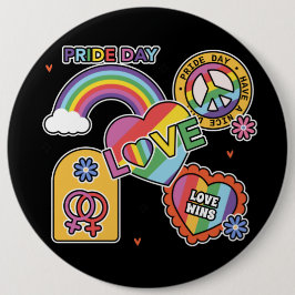 Liebe. LGBT+Stolz. Tag des Stolzes. Rainbow-Liebe. Button