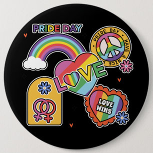 Liebe. LGBT+Stolz. Tag des Stolzes. Rainbow-Liebe. Button