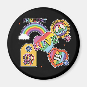 Liebe. LGBT+Stolz. Tag des Stolzes. Rainbow-Liebe. Magnet