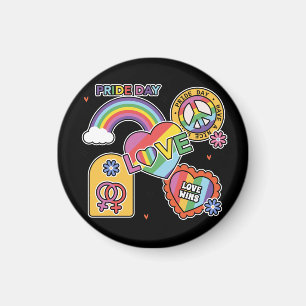 Liebe. LGBT+Stolz. Tag des Stolzes. Rainbow-Liebe. Magnet