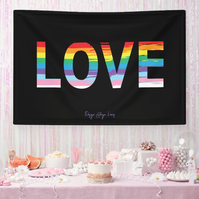 LIEBE LGBTQIA-Regenbogenflagge, Druckbuchstabe Banner (Party)