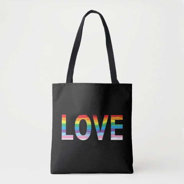 LIEBE LGBTQIA Regenbogenflagge, Pride Trendy Tote  (Vorderseite)