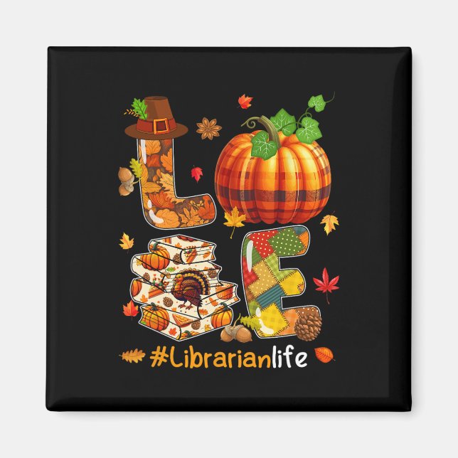 Liebe Librarian Erntedank Job Team Fall Pumpkins Magnet (Vorne)