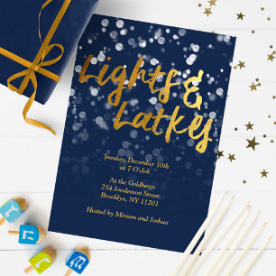 Liebe & Licht   Faux Foil Bokeh Chanukka-Abendesse Einladung