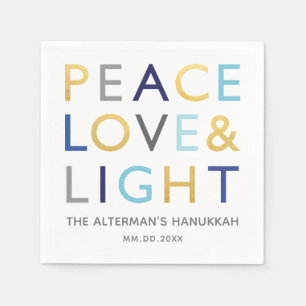 Liebe & Licht-Typografie Chanukka-Feiertag Gold Bl Serviette