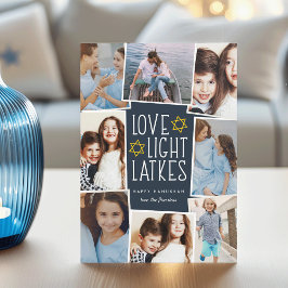 Liebe, Licht und Gitter | Hanukkah Foto Collage Feiertagskarte