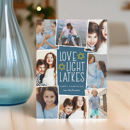 Liebe, Licht und Gitter | Hanukkah Foto Collage Feiertagskarte