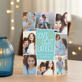 Liebe, Licht und Gitter | Hanukkah Foto Collage Feiertagskarte