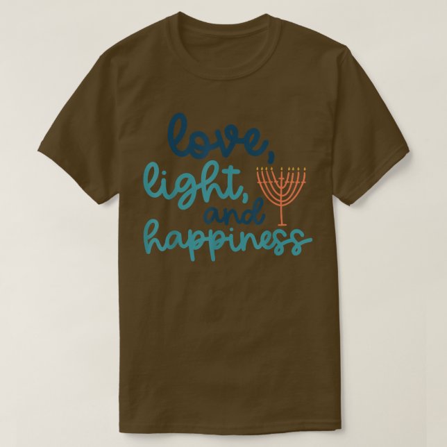 Liebe Licht und Glück Hanukkah Menorah Jüdisch H T-Shirt (Design vorne)