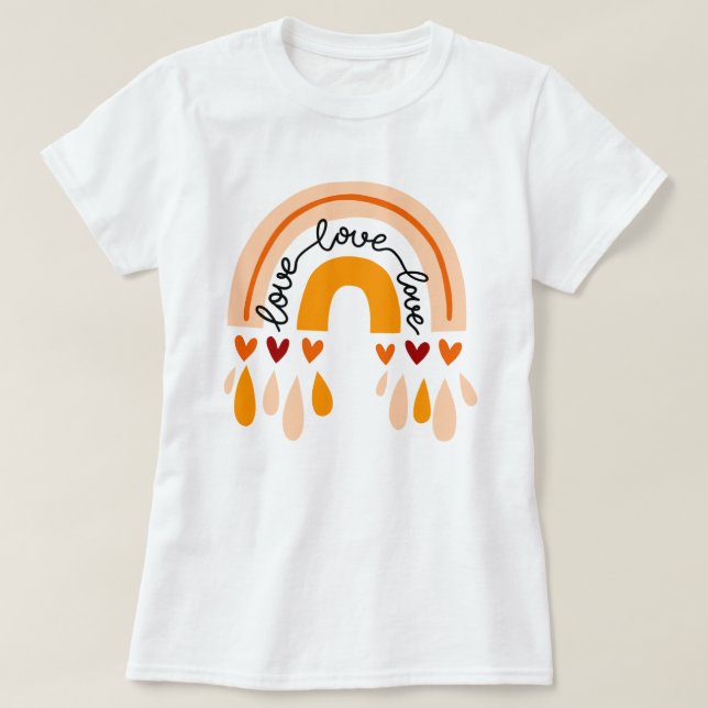 LIEBE LIEBE LIEBE BOHO RAINBOW UND HERZEN DESIGN T-Shirt (Design vorne)