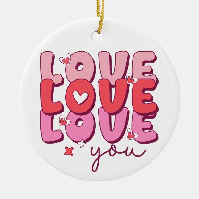 Liebe Liebe Liebe Romantisches Herz Keramik Ornament (Vorne)