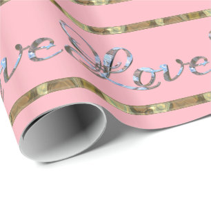 Liebe Liebe Liebe Rosa Eleganter Designer Geschenkpapier