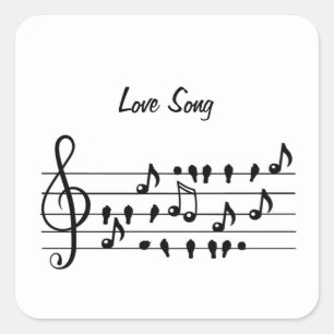 Liebe-Lied, Vögel, die zwischen den musikalischen Quadratischer Aufkleber