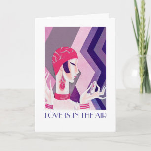 Liebe liegt in der Luft. Art Deco Valentine's Day Feiertagskarte