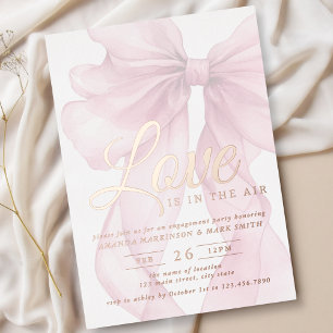 Liebe liegt in der Luft Bow Mauve Verlobung Rose G Folieneinladung