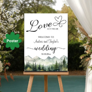Liebe liegt in der Luft Elegante Hochzeitsbegrüßun Poster