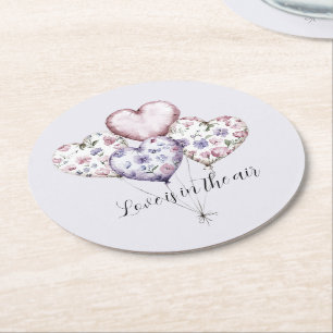 Liebe liegt in der Luft Herzballons Junggesellinne Runder Pappuntersetzer