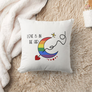 Liebe liegt in der Luft Regenbogen-LGBTQ-Flagge Kissen