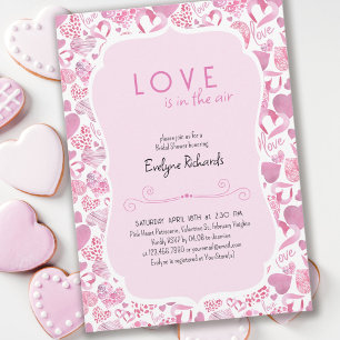 Liebe liegt in der Luft Rosa Liebesherz-Junggesell Einladung