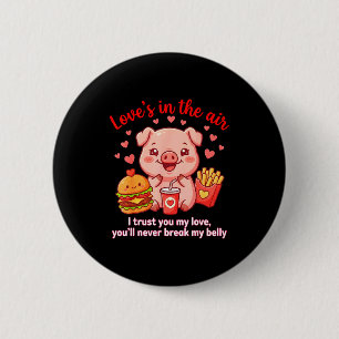 Liebe liegt in der Luft Süßes Schwein Shirt Kawaii Button