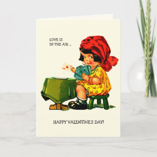 Liebe liegt in der Luft. Vintage-Kunst Valentinsta Feiertagskarte