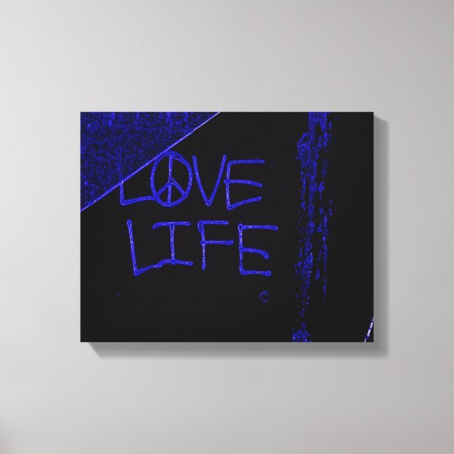 Liebe Life Grafitti Wrapped Canvas Print - Neon Bl Leinwanddruck (Vorderseite)
