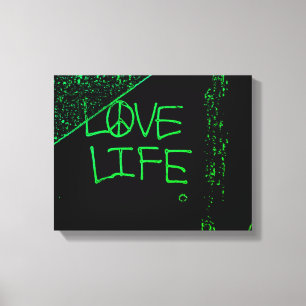 Liebe Life Grafitti Wrapped Canvas Print Neon Gree Leinwanddruck