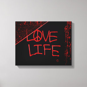Liebe Life Grafitti Wrapped Canvas Print - Neon Re Leinwanddruck