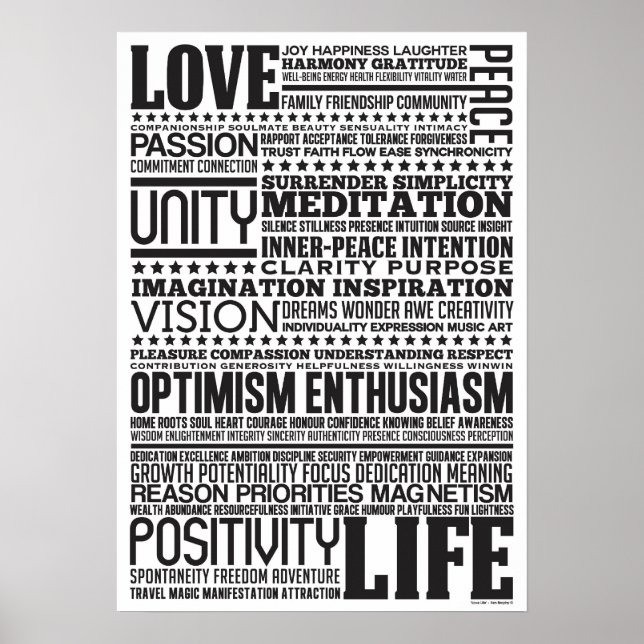 "Liebe Life" Inspiration Motivierend Art Design Poster (Vorne)