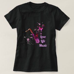 Liebe Life Music Slogan Saxophon Musik T-Shirt