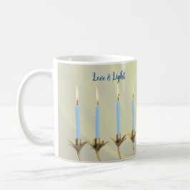 Liebe & Light Blue Candles Gold Menorah Kaffeetasse