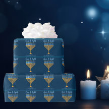 Liebe & Light Blue Gold Menorah Hanukkah Party
