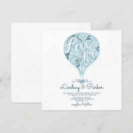 Liebe Light Blue Wedding Square Einladung