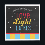 Liebe Light Latkes Black Hanukkah Funny Zitat Serviette<br><div class="desc">Liebe Light Latkes Black Hanukkah Funny Quote Papier Servietten wird Ihre Familie Hanukkah Party aufhellen! Dieses farbenfrohe, humorvolle Sprichwort zeichnet sich wirklich durch den schwarzen Sternennachts-Hintergrund aus. Sicher, Freunde und Familie lächeln zu machen. Enthält Platz für Ihren Namen oder Ihre Nachricht. Wenn Sie eine Variante dieses Designs sehen möchten, senden...</div>