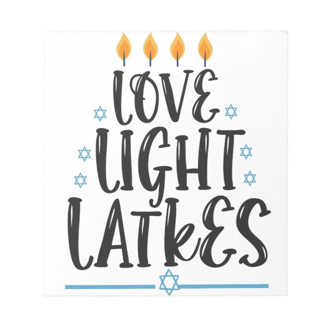 Liebe Light Latkes Funny Hanukkah Jüdischer Feiert Notizblock (Vorderseite)