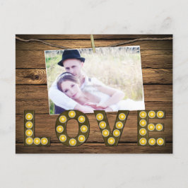 LIEBE Lighted Rustic Sign Foto Retten Datum Postka Ankündigungspostkarte
