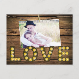 LIEBE Lighted Rustic Sign Foto Retten Datum Postka Ankündigungspostkarte