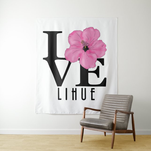LIEBE Lihue Hawaii Pink Wandteppich (Beispiel)