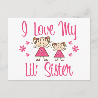 Liebe Lil Sister Pink Girls Postkarte