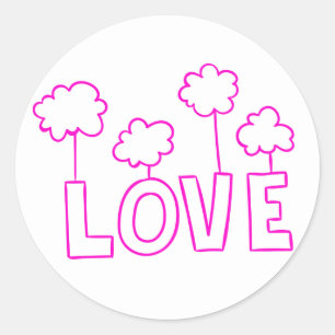 Liebe Lila Und Weiße Wolken Ballons Hochzeit Runder Aufkleber