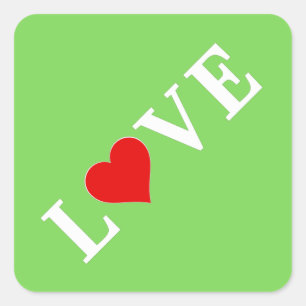 LIEBE Lime Green Modern Quadratischer Aufkleber
