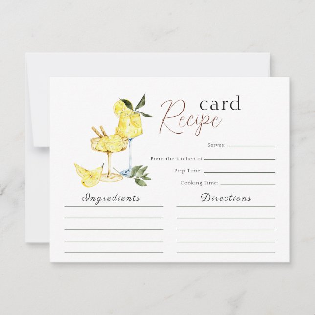 Liebe Limoncello Cocktail Brautparty Rezept Karte (Vorderseite)