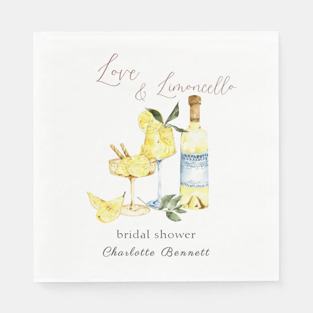 Liebe Limoncello Cocktail Brautparty Serviette (Vorderseite)