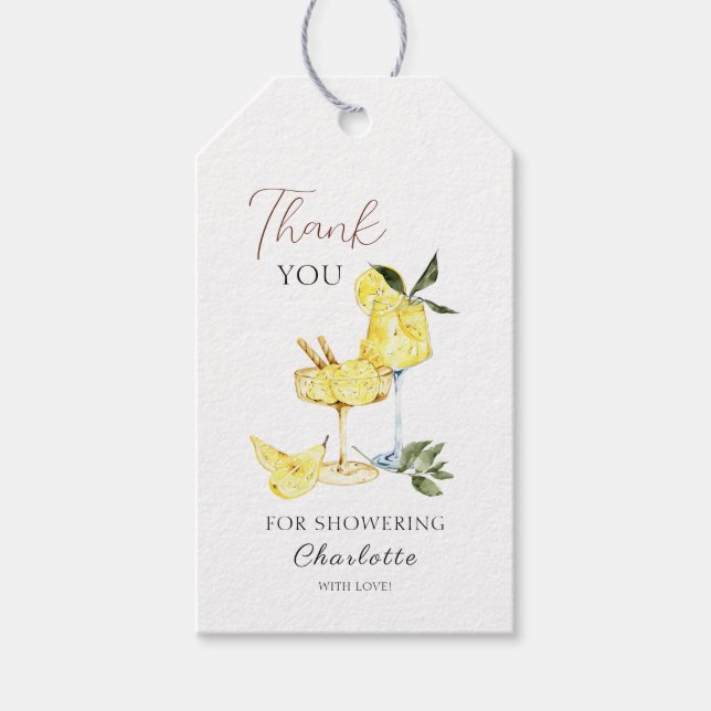 Liebe Limoncello Cocktail Brautparty Vielen Dank Geschenkanhänger (Vorderseite)