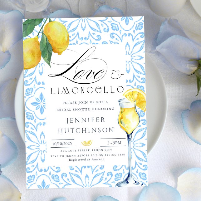 Liebe & Limoncello Italienisches Cocktail Brautpar Einladung (Love & Limoncello Italian Cocktail Bridal Shower Invitation)