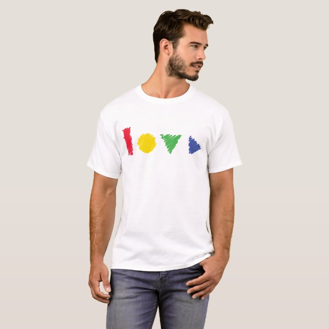 Liebe-Linienformen (geometrische Symbole) T-Shirt (Vorne ganz)