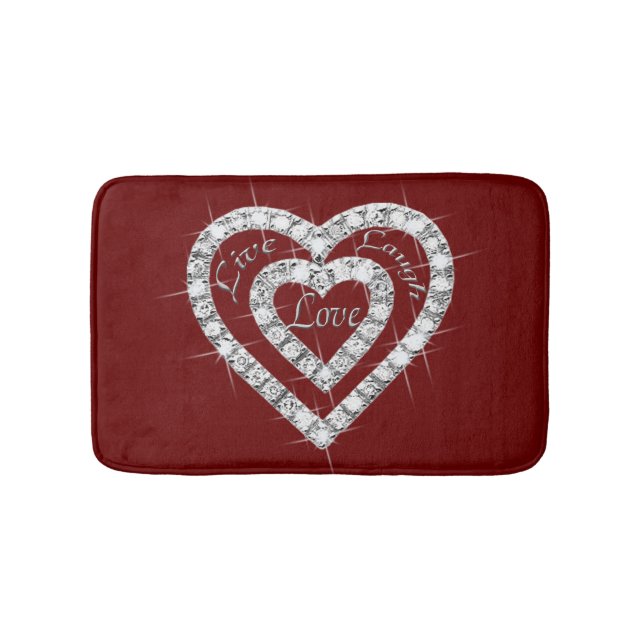 Liebe Live-Lachen Diamond Hearts Bath Mat Badematte (Vorderseite)