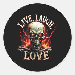 Liebe Live-Lachen Skelettin Beängstigend Ironische Runder Aufkleber
